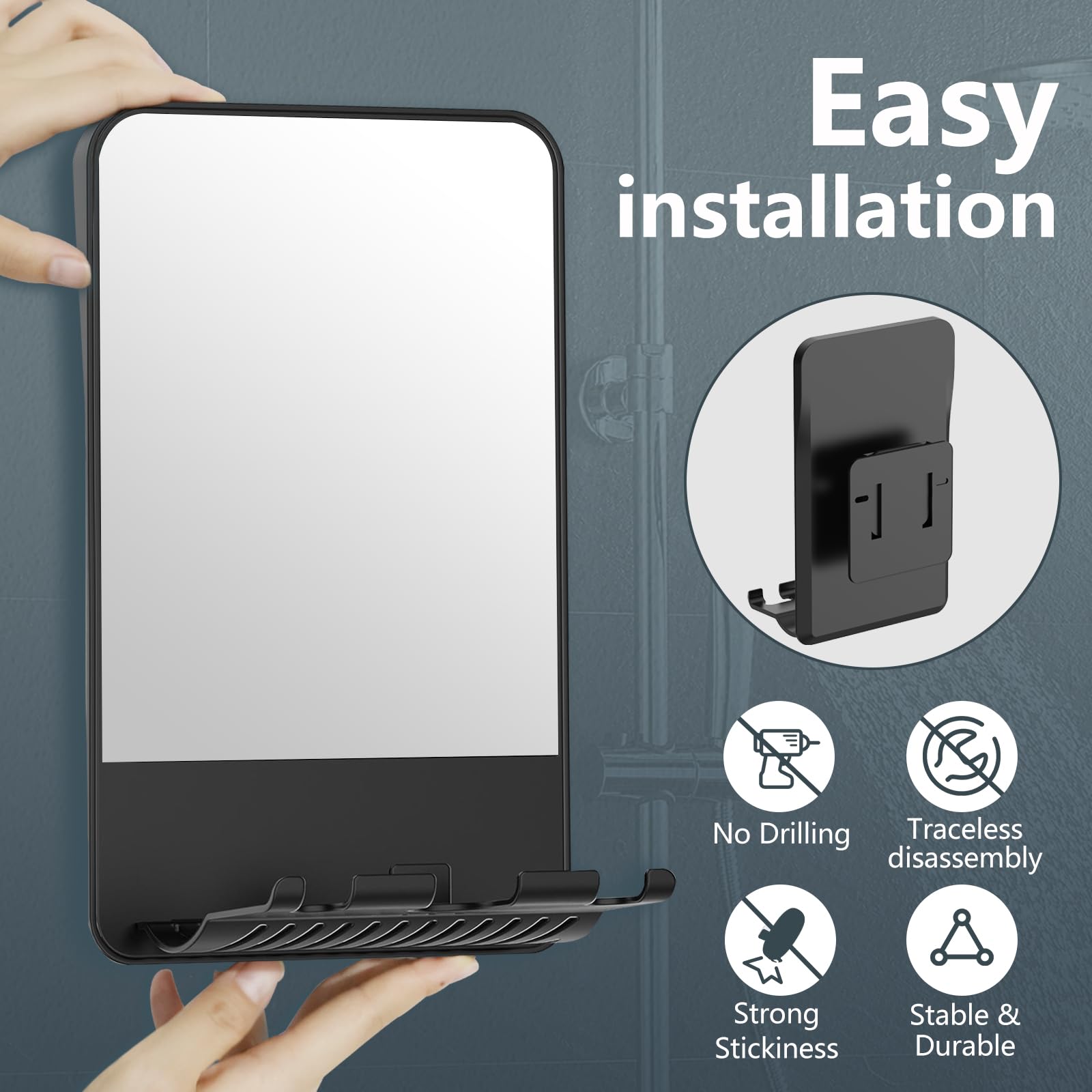 COSMIRROR replaceable adhesive pads enable easy future repositioning.