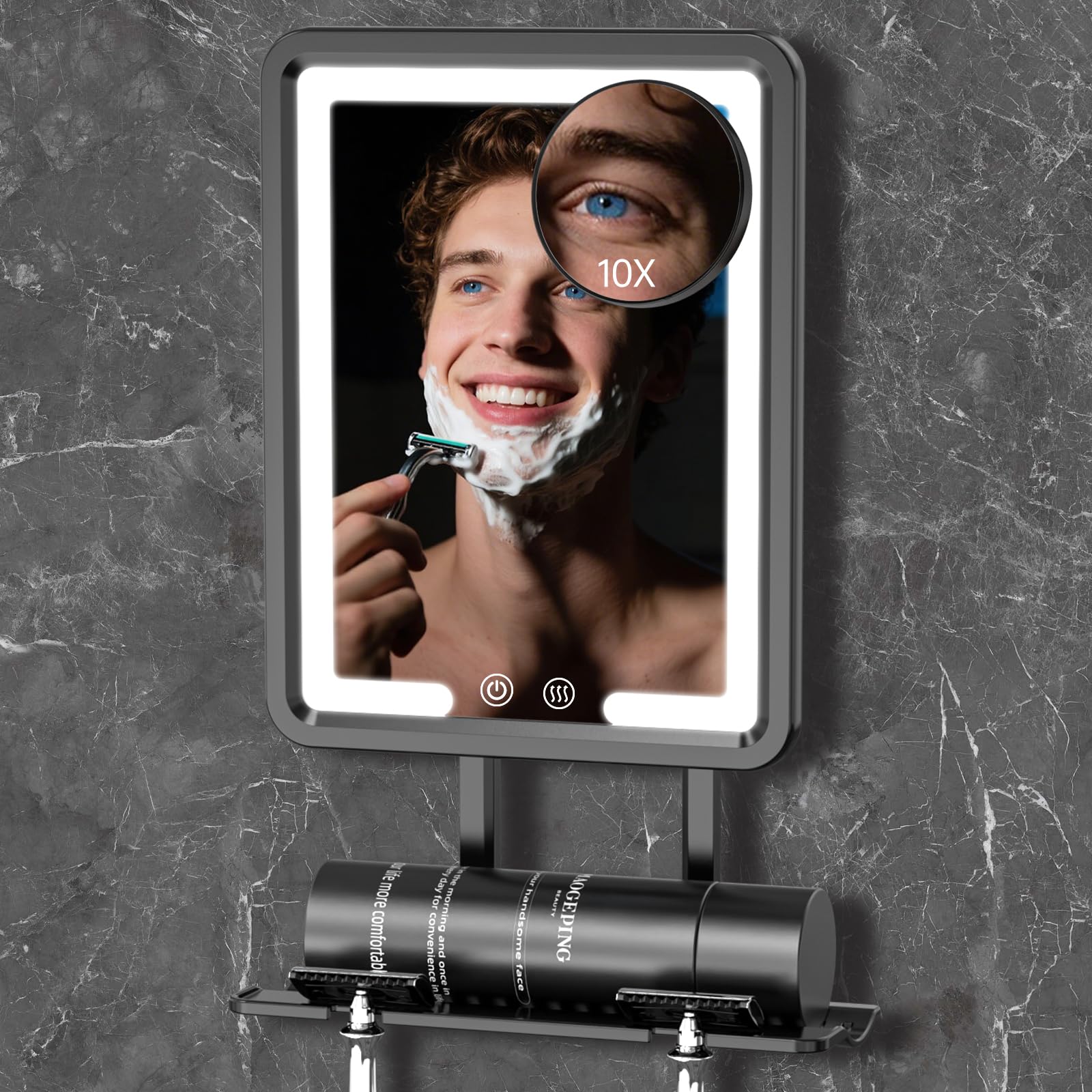 COSMIRROR fogless shower mirror shows in-shower shaving clarity