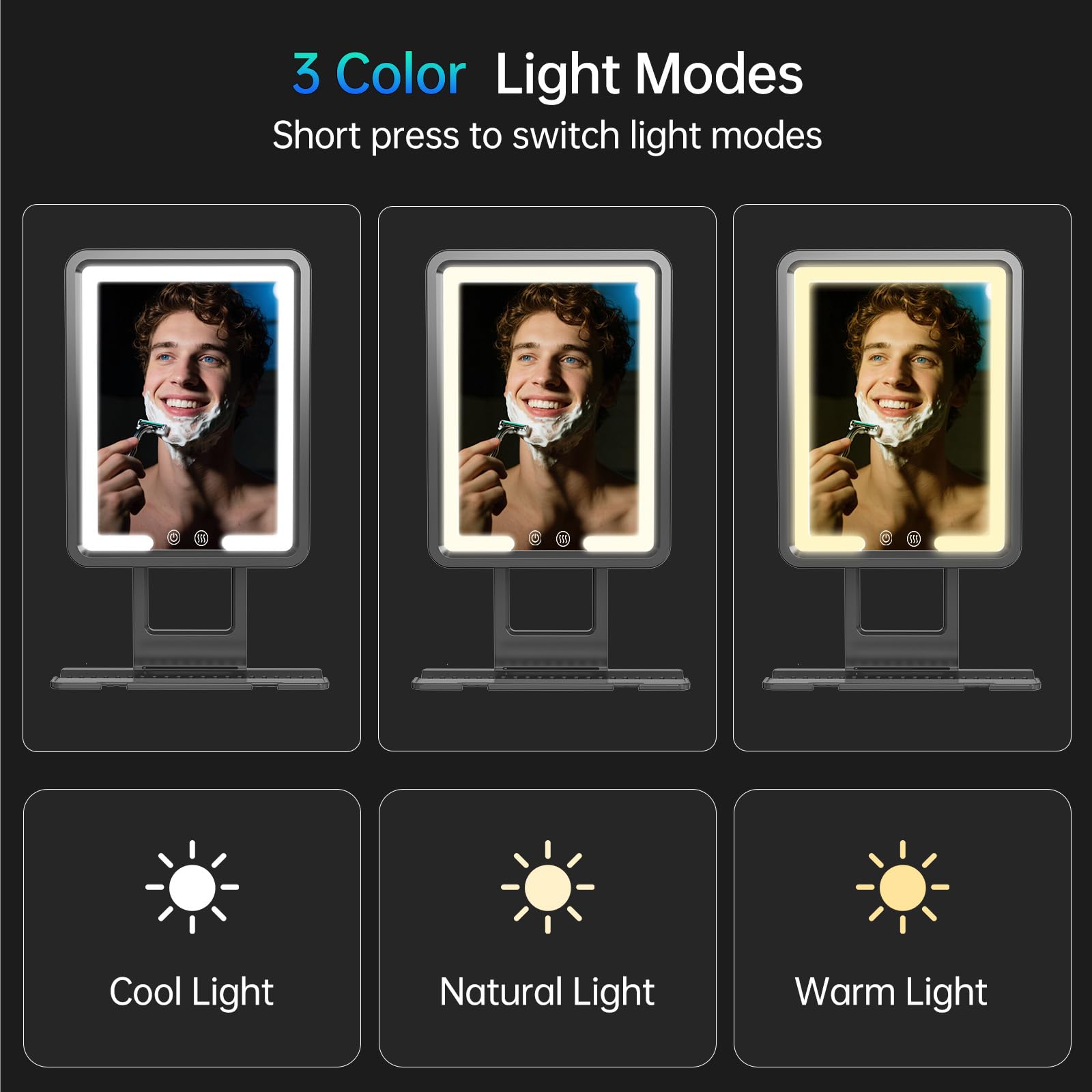 COSMIRROR 360 degree tilt for flexible angles while shaving