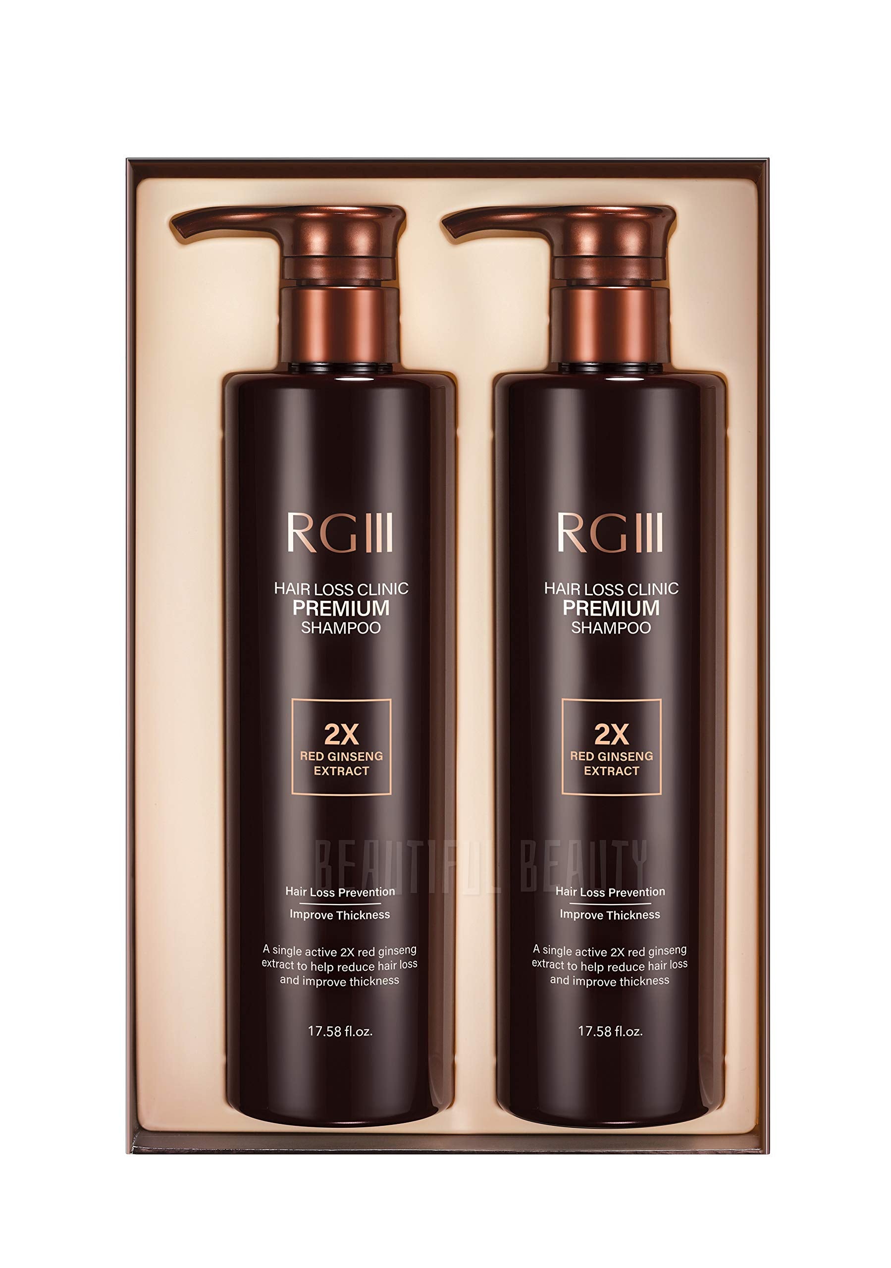 COSMOCOS RG3 RGIII shampoo bottle front shows premium red ginseng powered formula