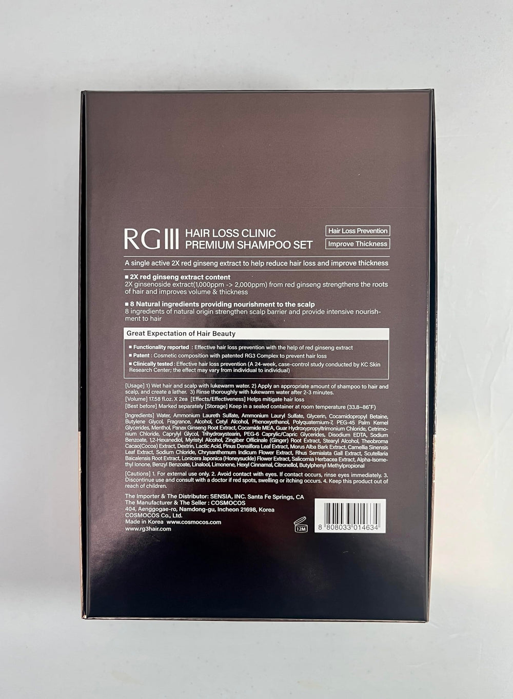 COSMOCOS RG3 RGIII red ginseng 2000 ppm highlights potent dose for scalp care