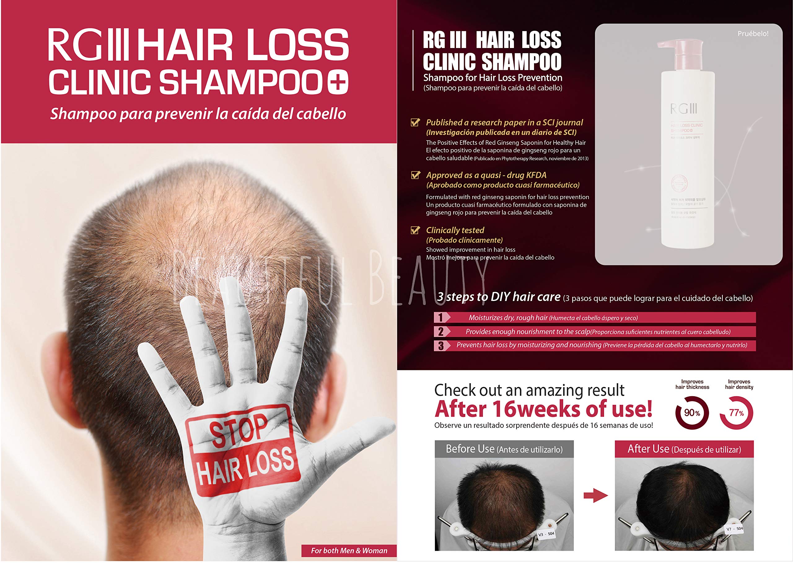 COSMOCOS RGIII shampoo features 1000ppm red ginseng saponin for scalp nourishment