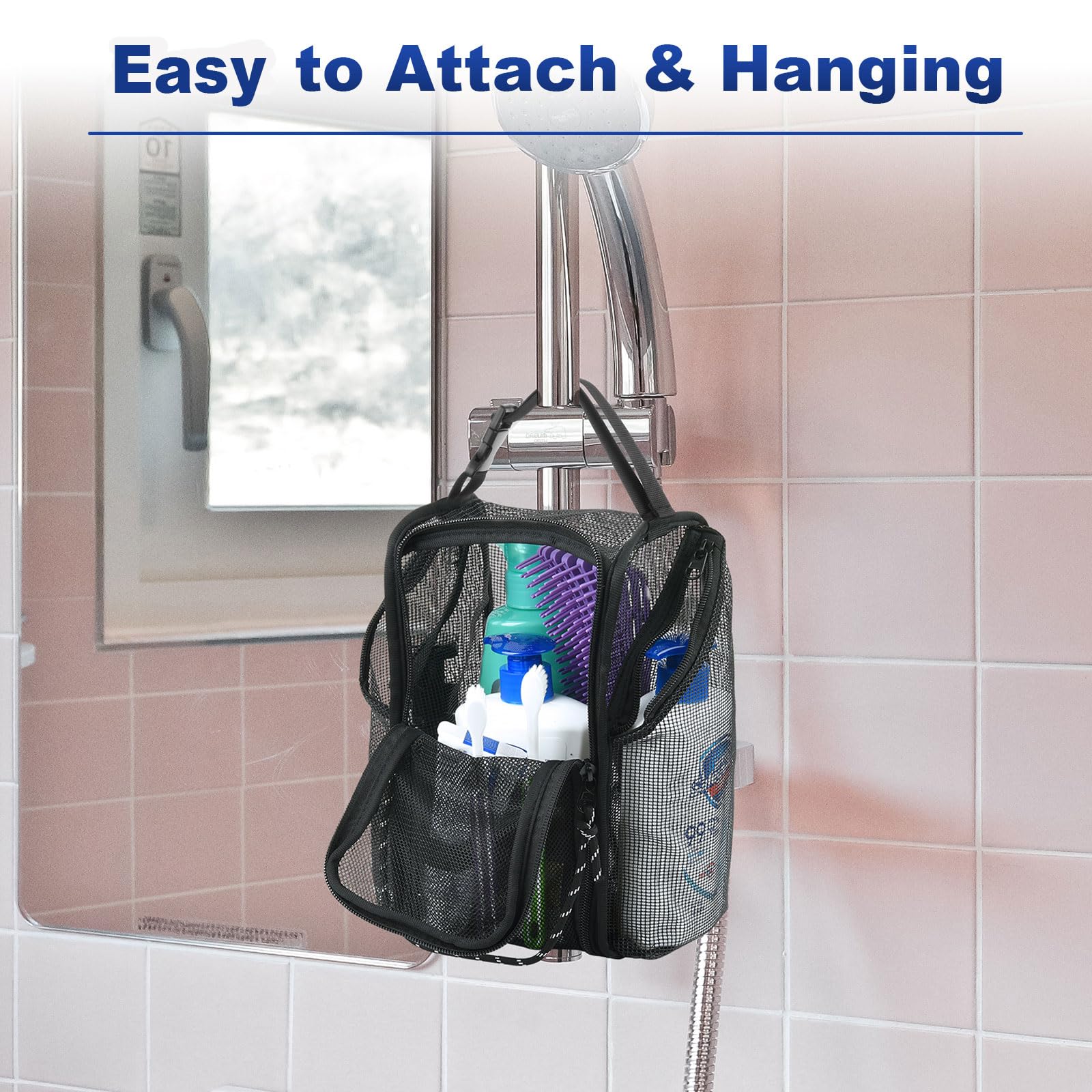 Cosmos Mesh Shower Caddy breathable mesh material dries items quickly after use.