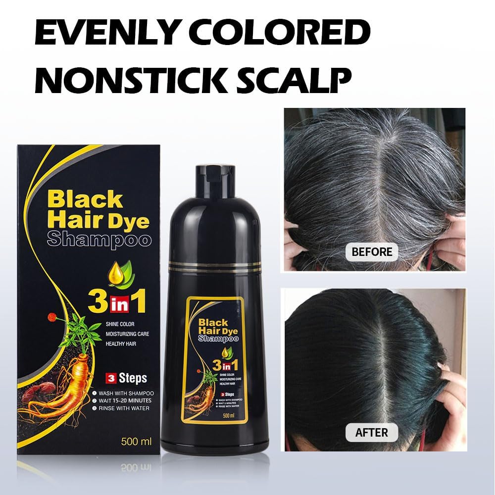 Cosmpro Black Hair Dye Shampoo application scene with gloves