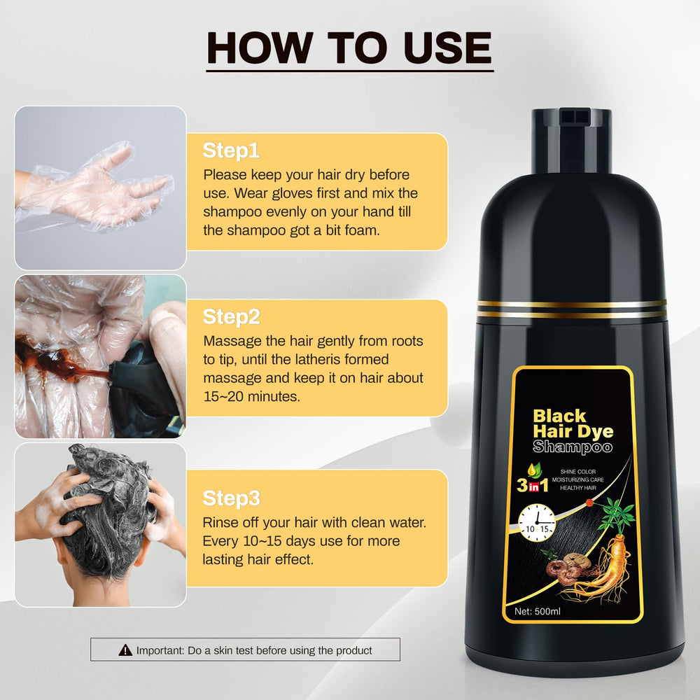 Cosmpro Black Hair Dye Shampoo provides color lasting 3–4 weeks with easy touch-ups.