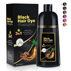 Cosmpro Black Hair Dye Shampoo delivers full gray coverage in one use.