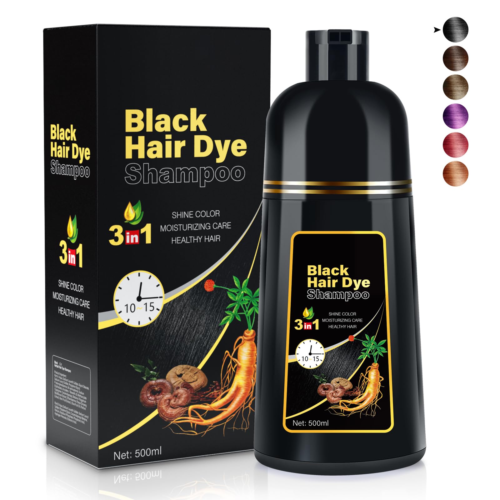 Cosmpro Black Hair Dye Shampoo gray-hair-coverage enabling at-home, natural-looking color.