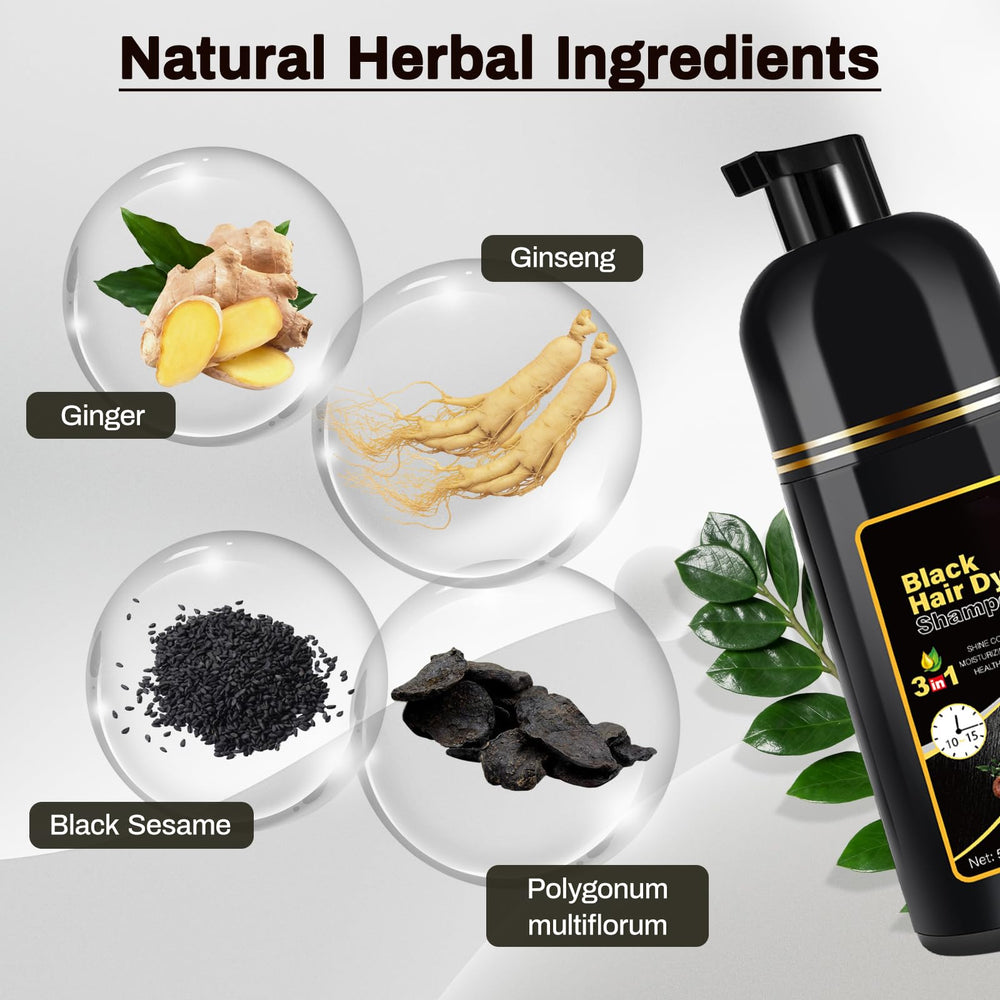 Cosmpro Black Hair Dye Shampoo leaves hair silky shine and gentle nourishment.