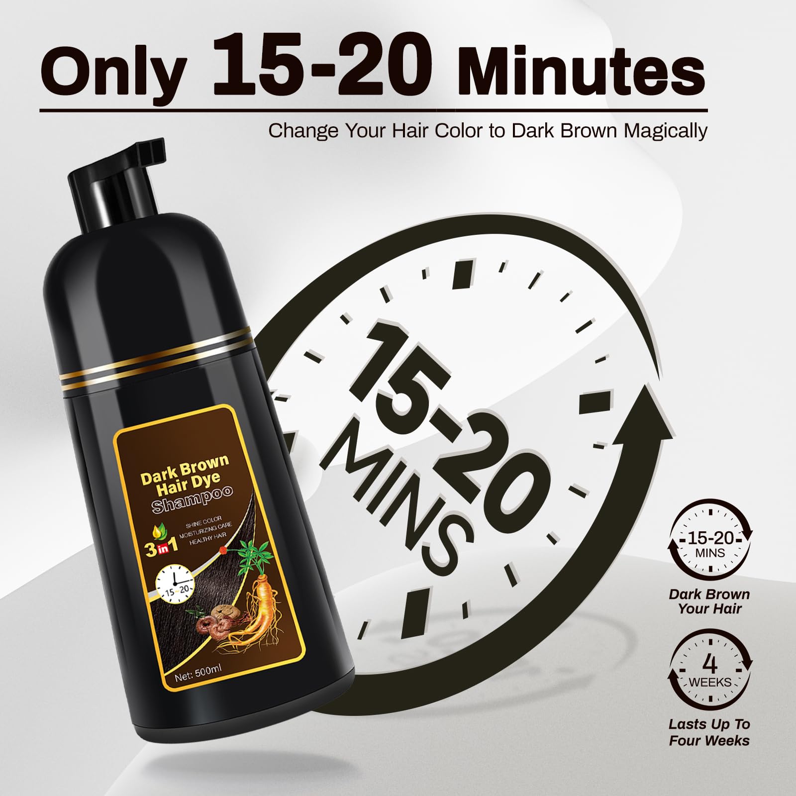 Cosmpro Dark Brown Dye Shampoo lather emphasizes conditioning with color deposit.