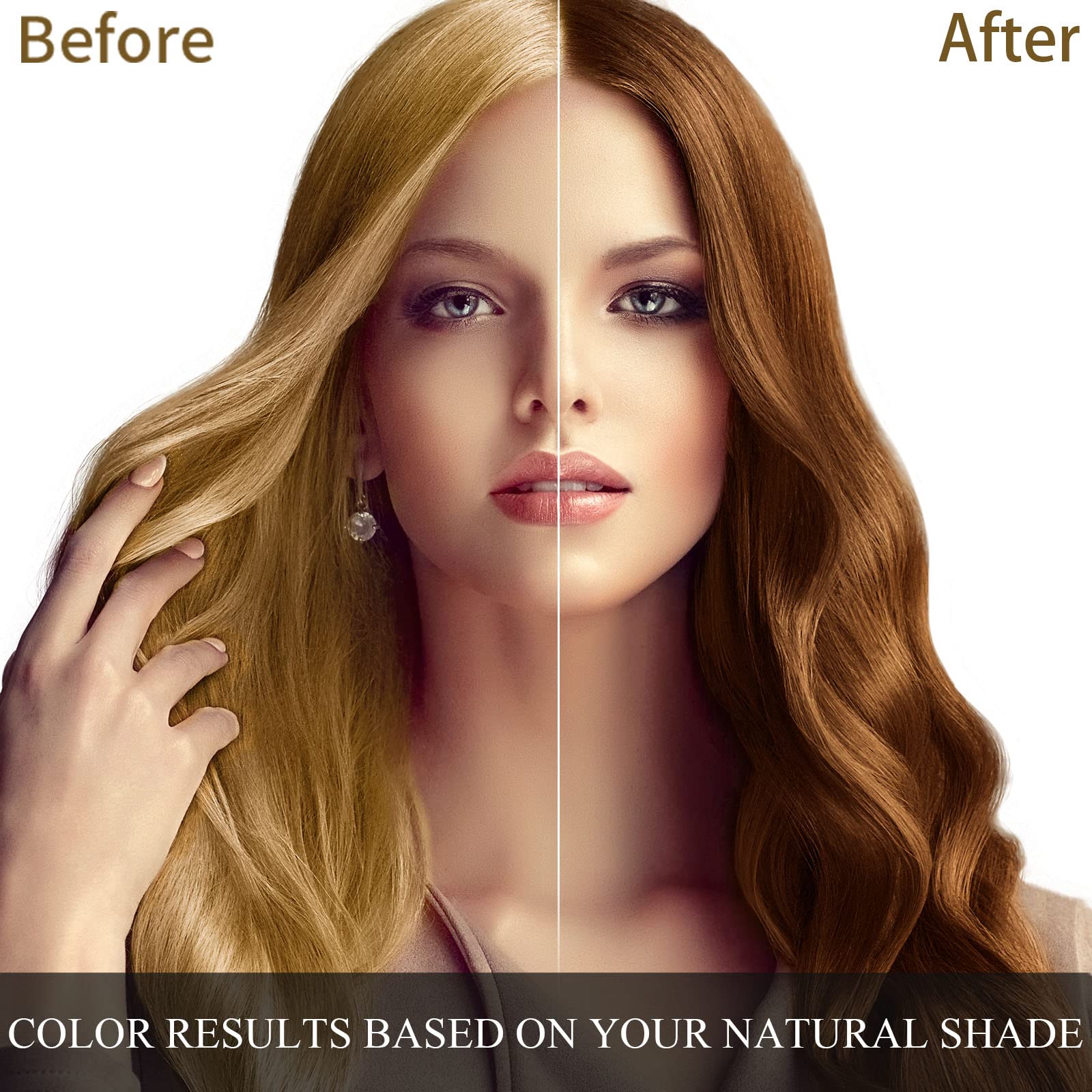 Cosmpro dark brown hair dye shampoo in use with gloves for easy application.