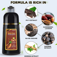 cosmpro hair dye shampoo chestnut brown lather illustrates 3-in-1 care while cleansing