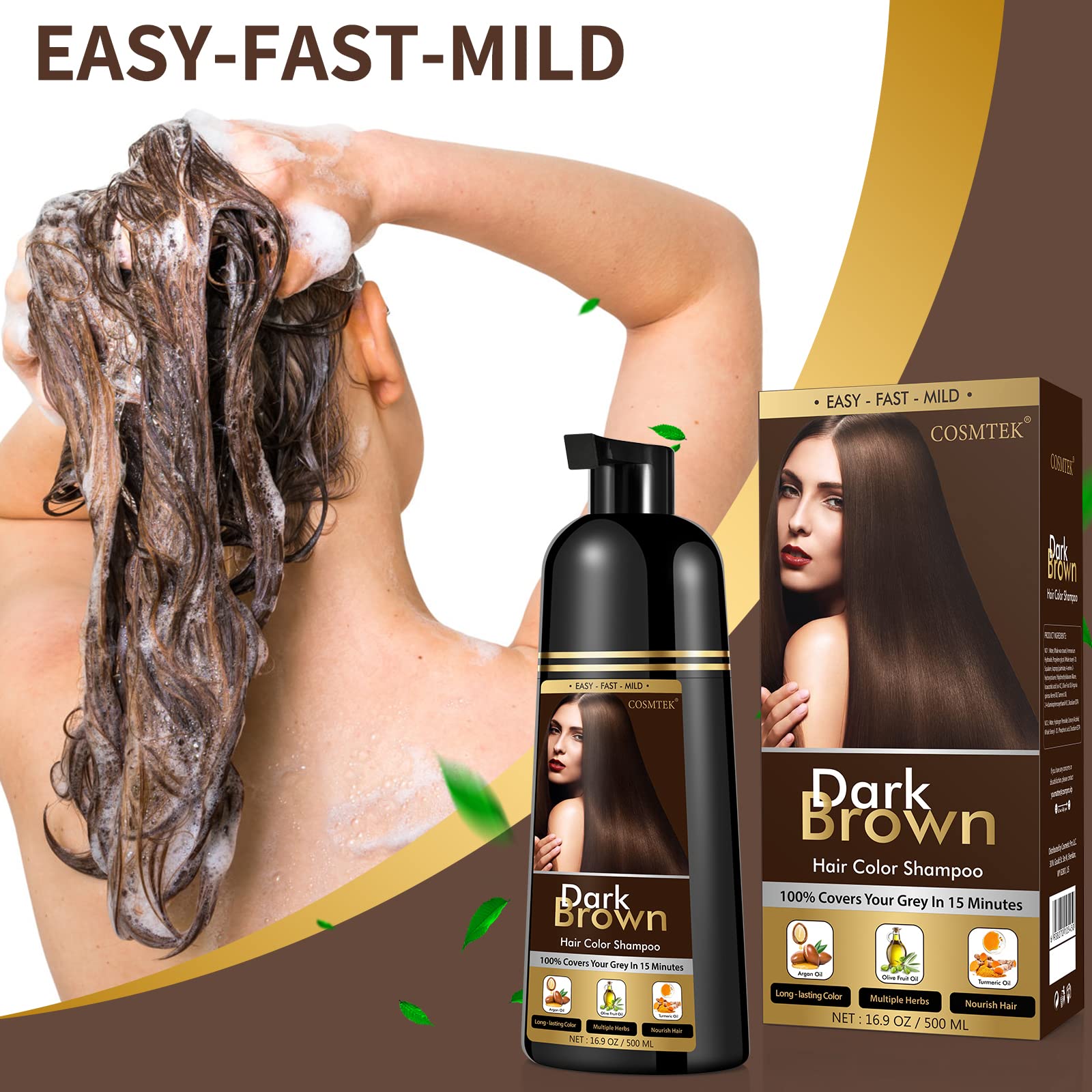 COSMTEK hair color application on damp hair demonstrates quick 15-minute processing