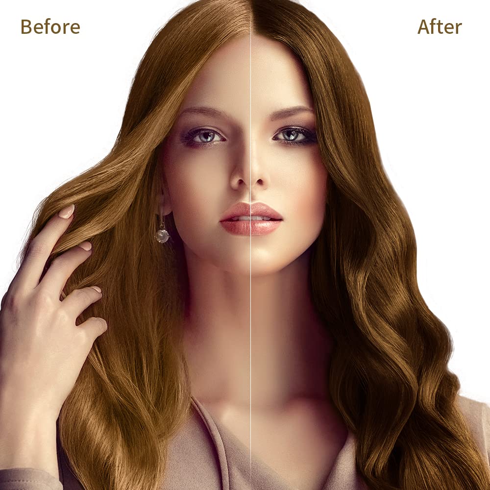 COSMTEK Instant Hair Color Shampoo foam on hair showing quick, even chestnut brown shade