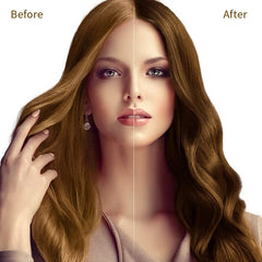 COSMTEK Instant Hair Color Shampoo foam on hair showing quick, even chestnut brown shade