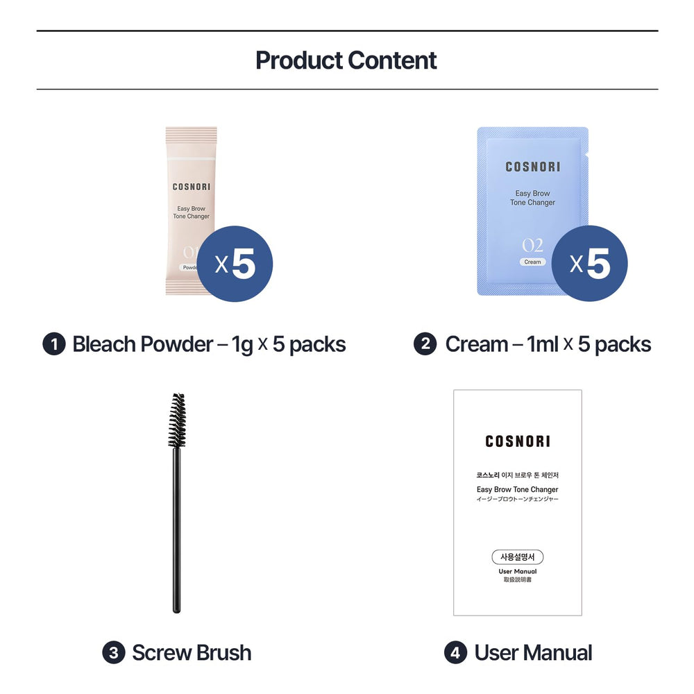 COSNORI Easy Brow Tone Changer hygienic-sachets ensure clean, one-time use.