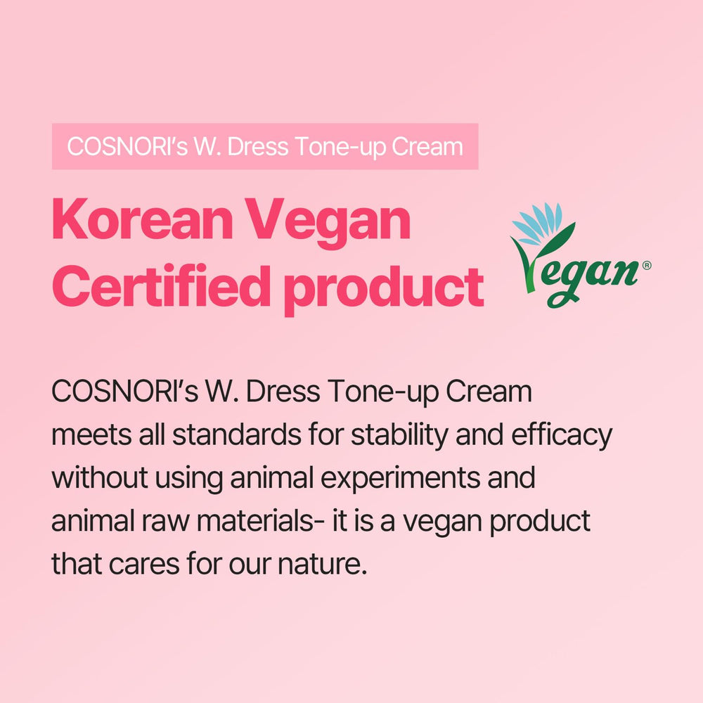 COSNORI W. Dress Tone-up Cream applied to hand for smooth blending