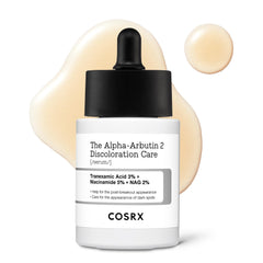 COSRX 2% Alpha Arbutin serum bottle highlighting brightening and even-toning potential