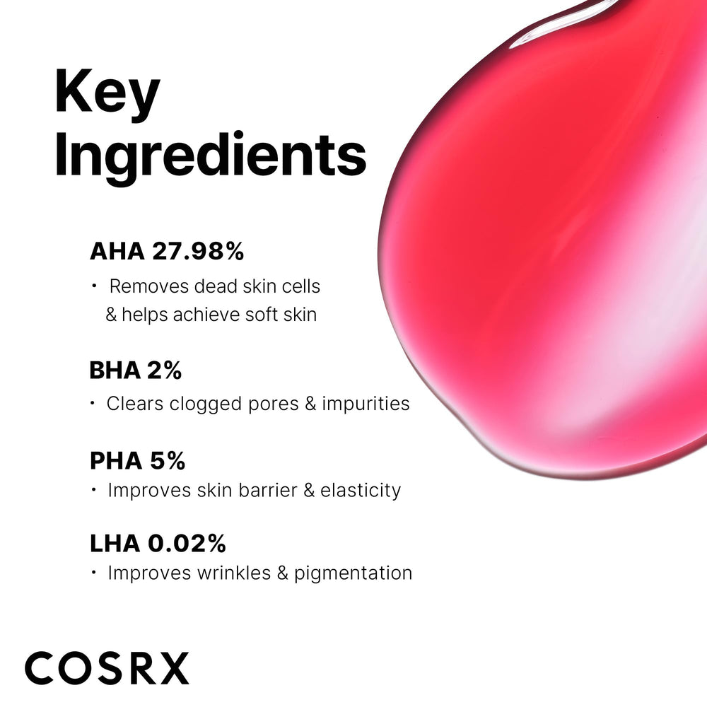 COSRX AHA BHA PHA LHA 35% Peel applied to skin showing pore clearing benefits