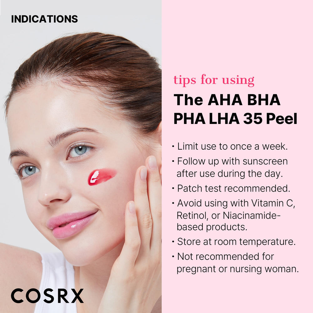 COSRX AHA BHA PHA LHA 35% Peel texture closeup highlights gel-based exfoliation for dull skin