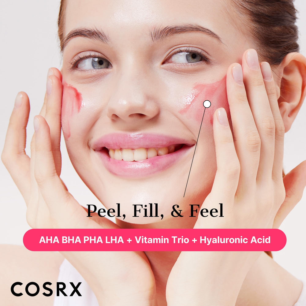 COSRX AHA BHA PHA LHA 35% Peel wash-off action demonstrates fast, effective depuffing of rough areas