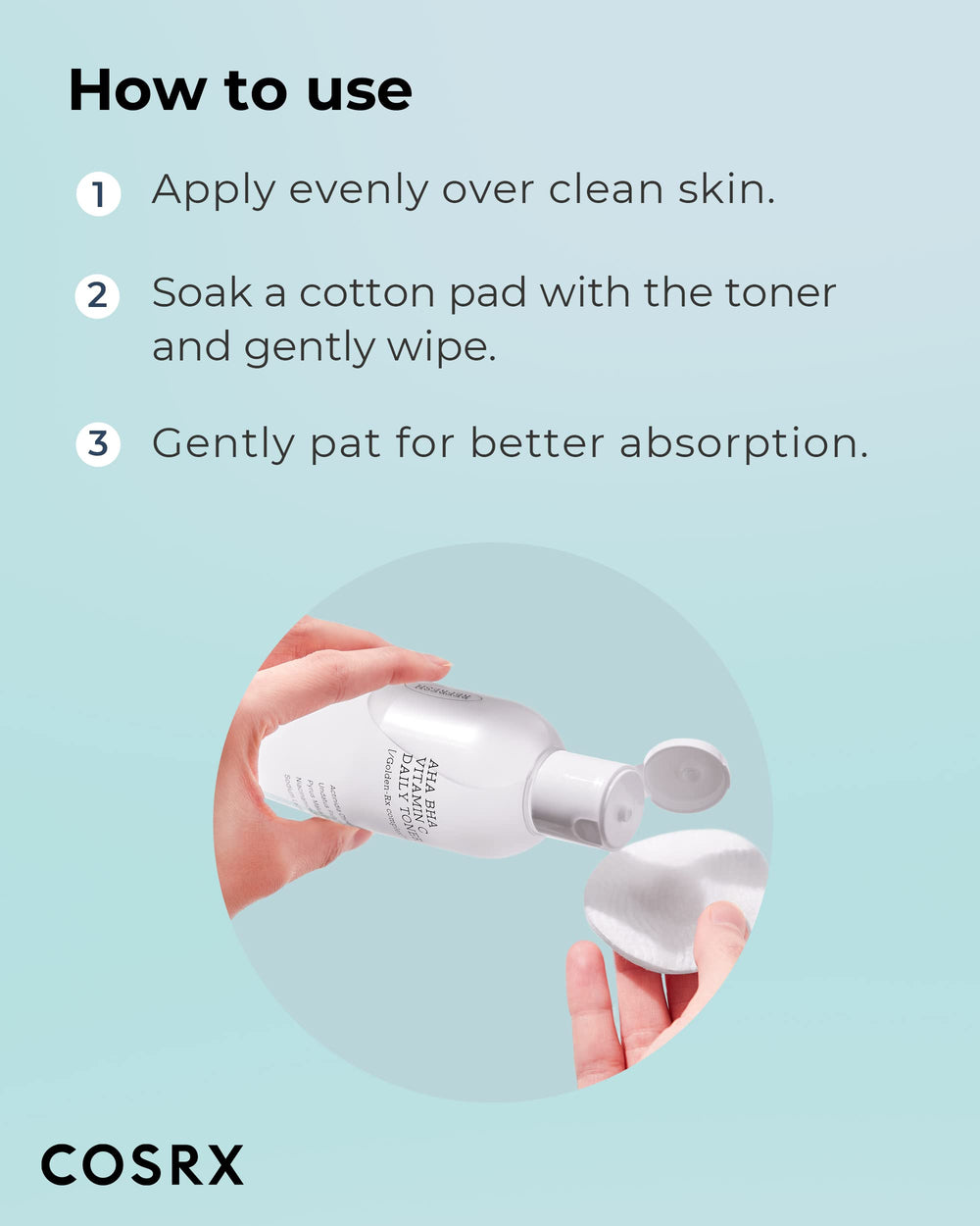 COSRX ABC Daily Toner fruit energy glow closeup suggesting better absorption