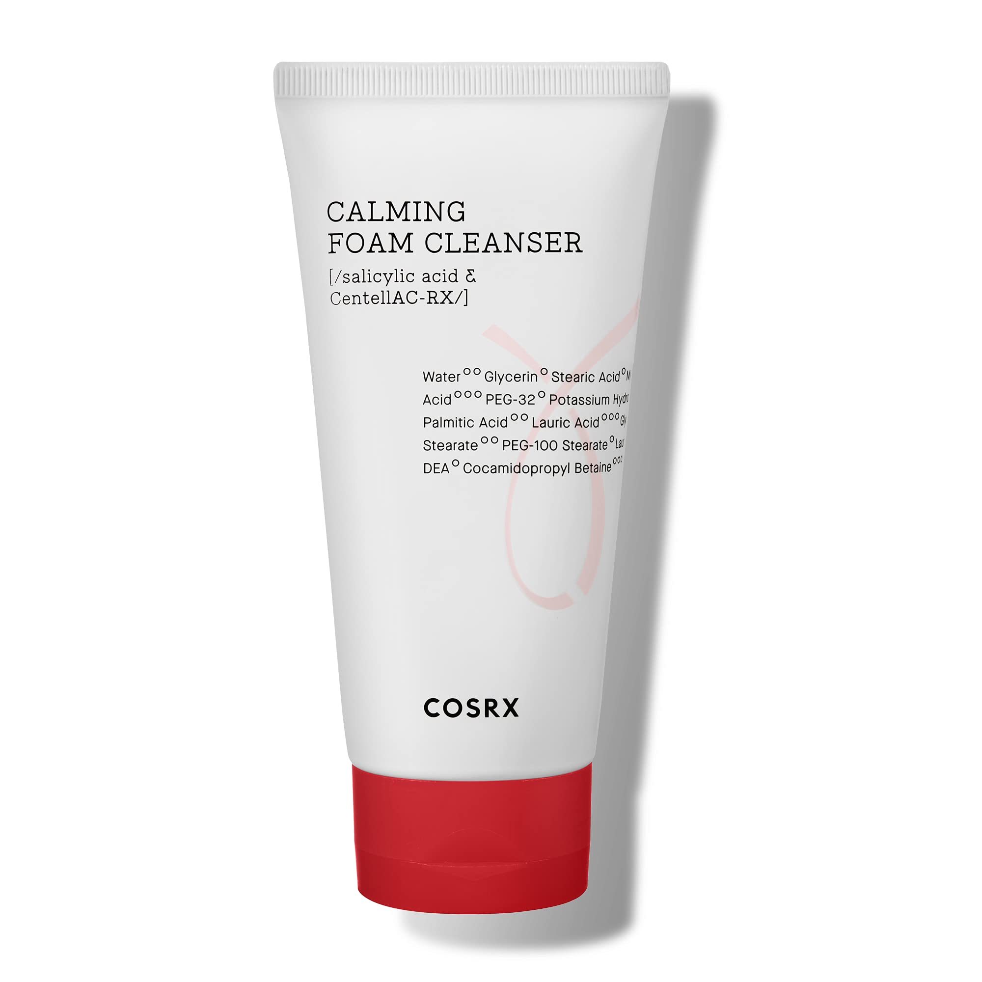 COSRX AC Collection Calming Foam Cleanser bottle for gentle acne-prone skin cleansing.