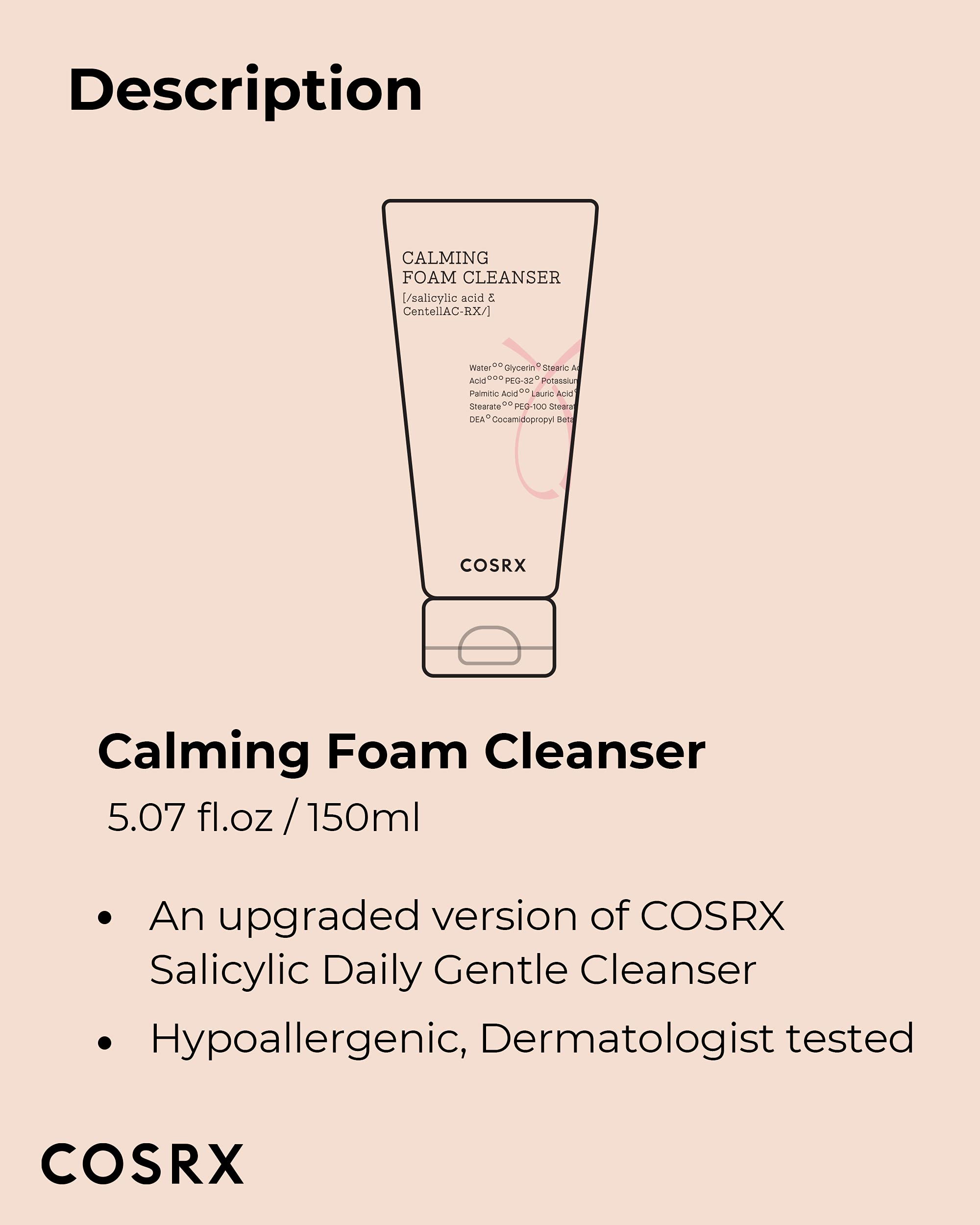 COSRX product image demonstrating velvety foam texture on skin for soothing cleanse.