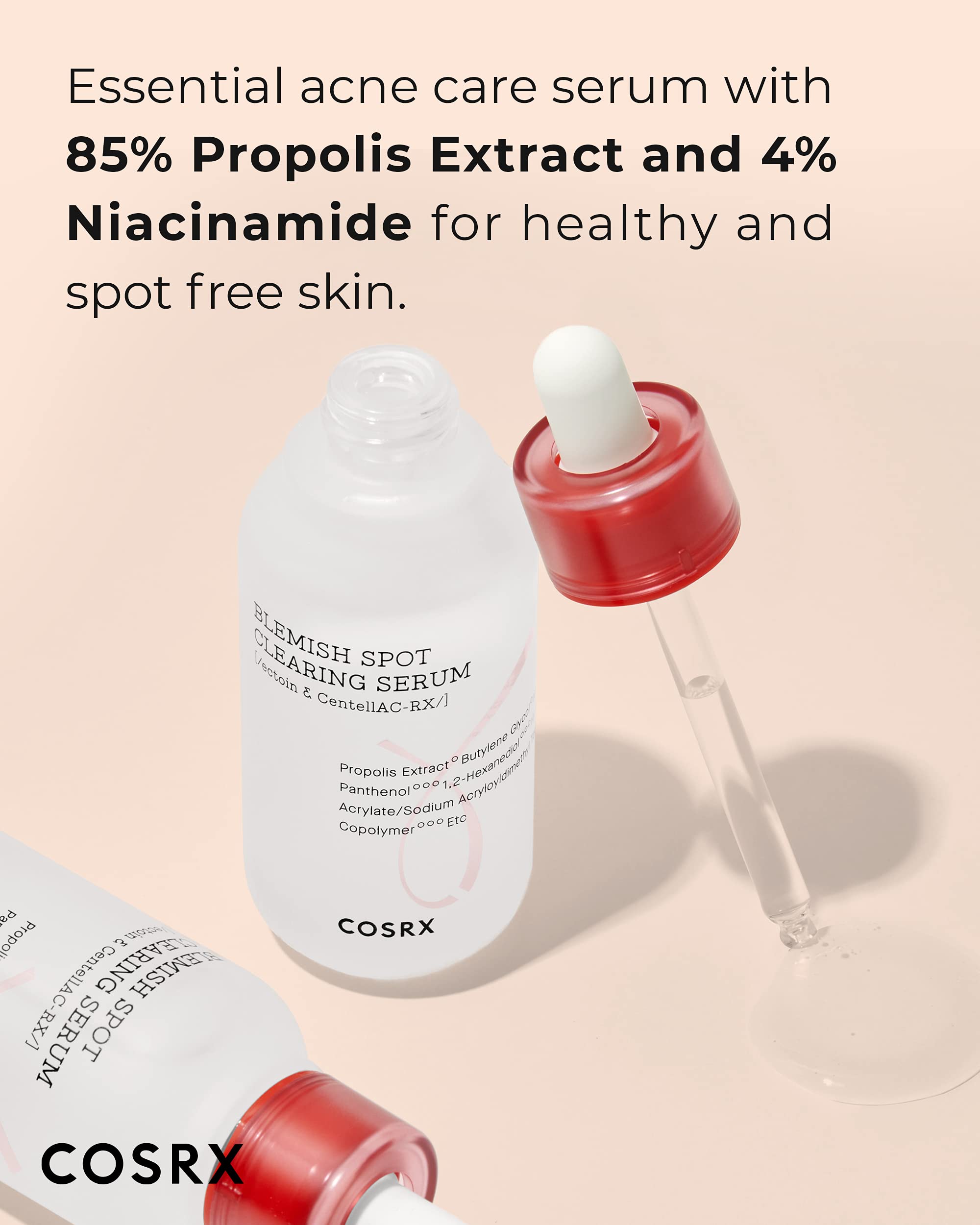 COSRX AC Collection serum dropper closeup showing precise application