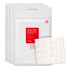 COSRX Acne Pimple Patch pack with three sizes shown for versatile blemish coverage