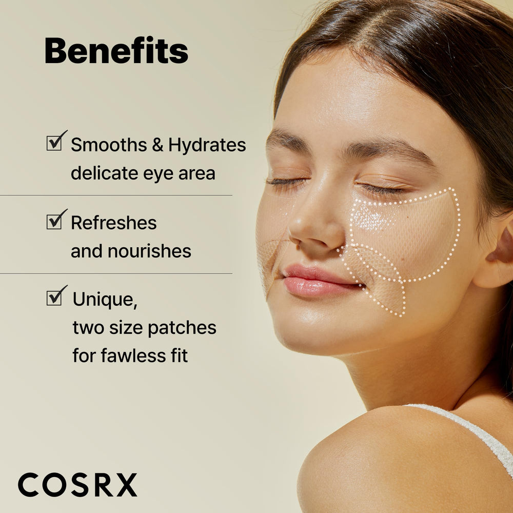 COSRX Advanced Snail Hydrogel Eye Patch application on under-eye area for refreshed feel