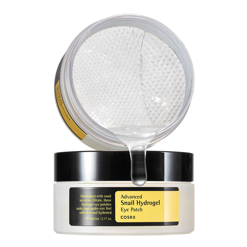 COSRX Advanced Snail Hydrogel Eye Patch pack front showing two sizes for hydration