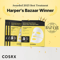 CosRX Advanced Snail Mucin Glass Glow Hydrogel Mask pouch opened hints at hydration.