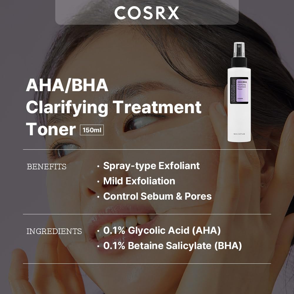 COSRX toner spray application showing even distribution on skin.