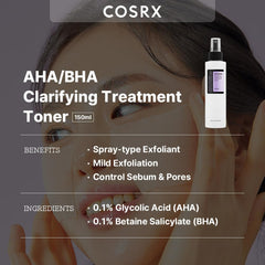 COSRX toner spray application showing even distribution on skin.