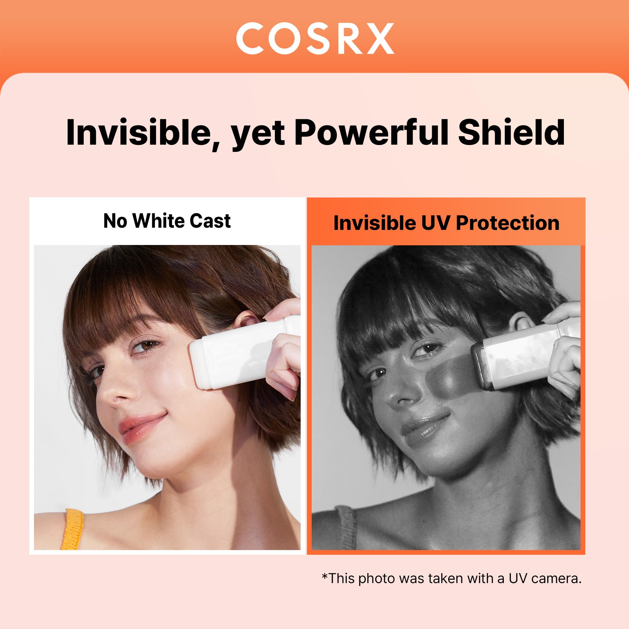 COSRX Airy-Light sunscreen stick on skin close-up during application.