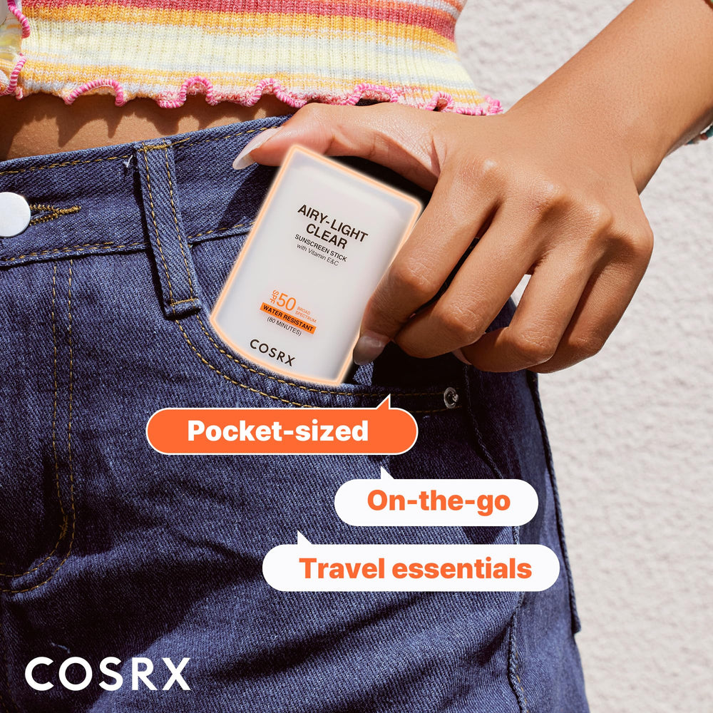 COSRX Airy-Light formula with vitamins E and C for skin-friendly protection.
