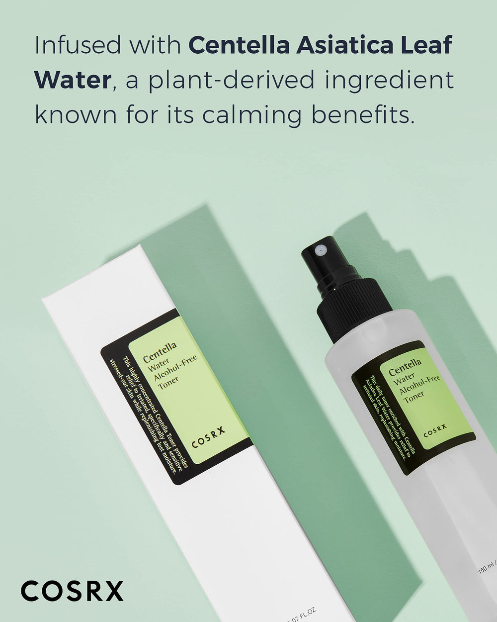 COSRX Alcohol-Free Toner front bottle showcases gentle, alcohol-free formula for daily use.