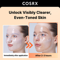 COSRX alpha-arbutin discoloration mask being applied on the face for hydration