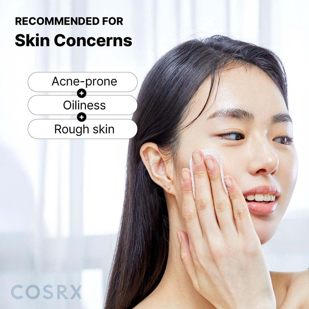 COSRX BHA Toner Pads two pads on cotton illustrating dead skin removal.