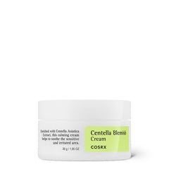 COSRX Centella Blemish Cream tube showing clean beauty for irritated skin.
