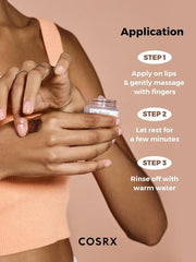 COSRX lip scrub showcases cocoa extract for nourishing, antioxidant-rich care.