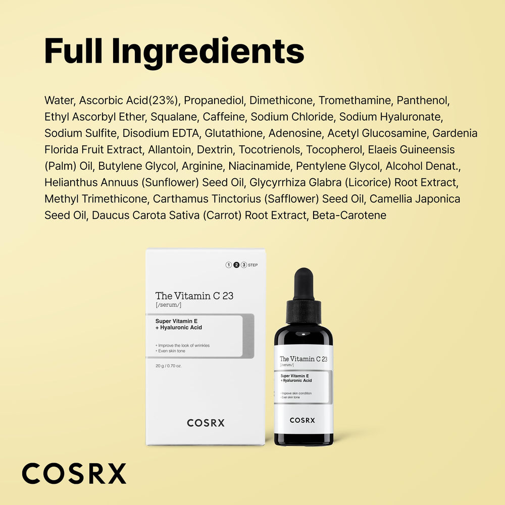 COSRX vitamin C routine shot showing daily glow potential.