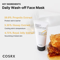 COSRX Full Fit Propolis Honey Overnight Mask night-routine setup suggests overnight nourishment.