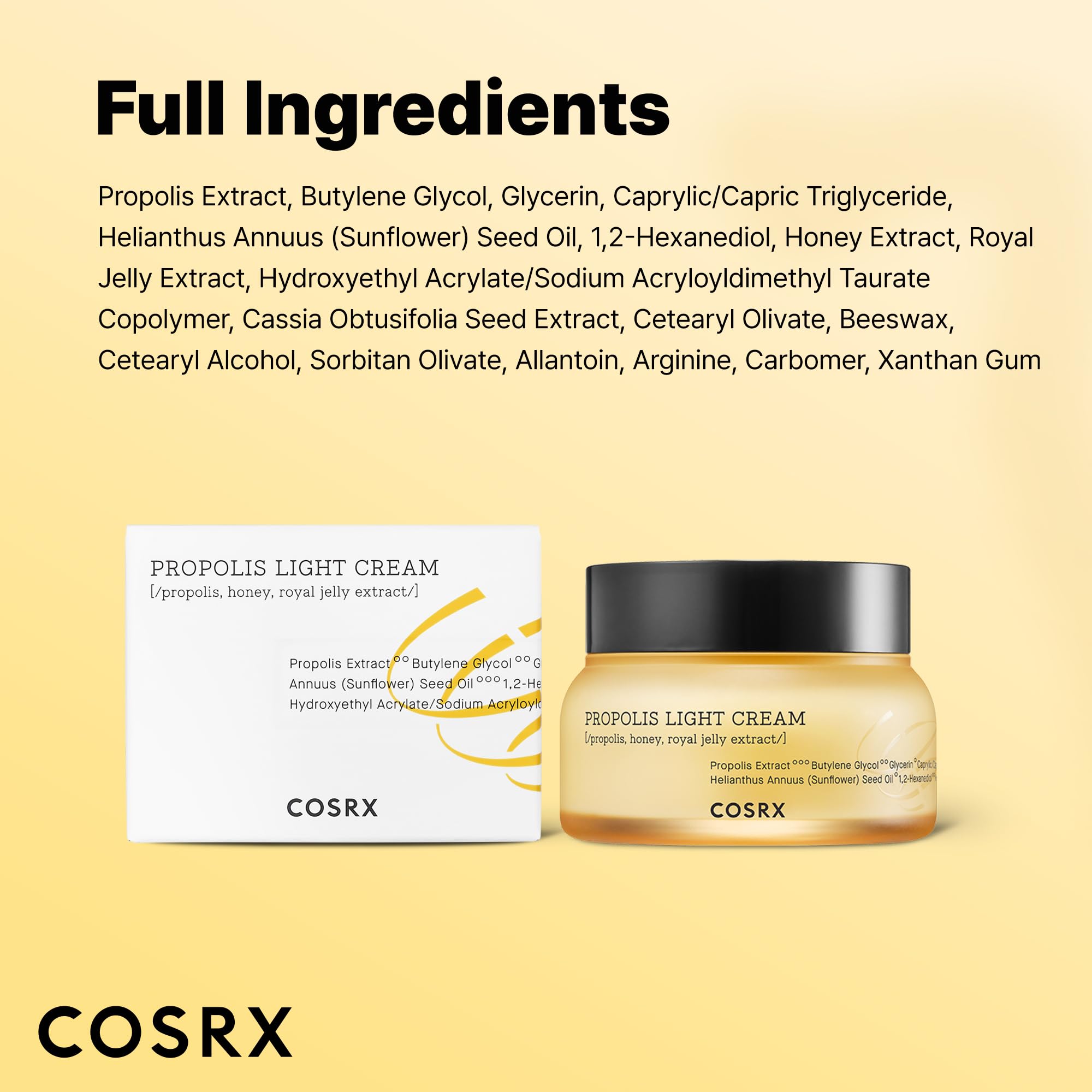 COSRX Full Fit Propolis Light Cream for day and night hydration.