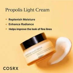 COSRX Full Fit Propolis Light Cream applied to dry skin with a plumping feel.