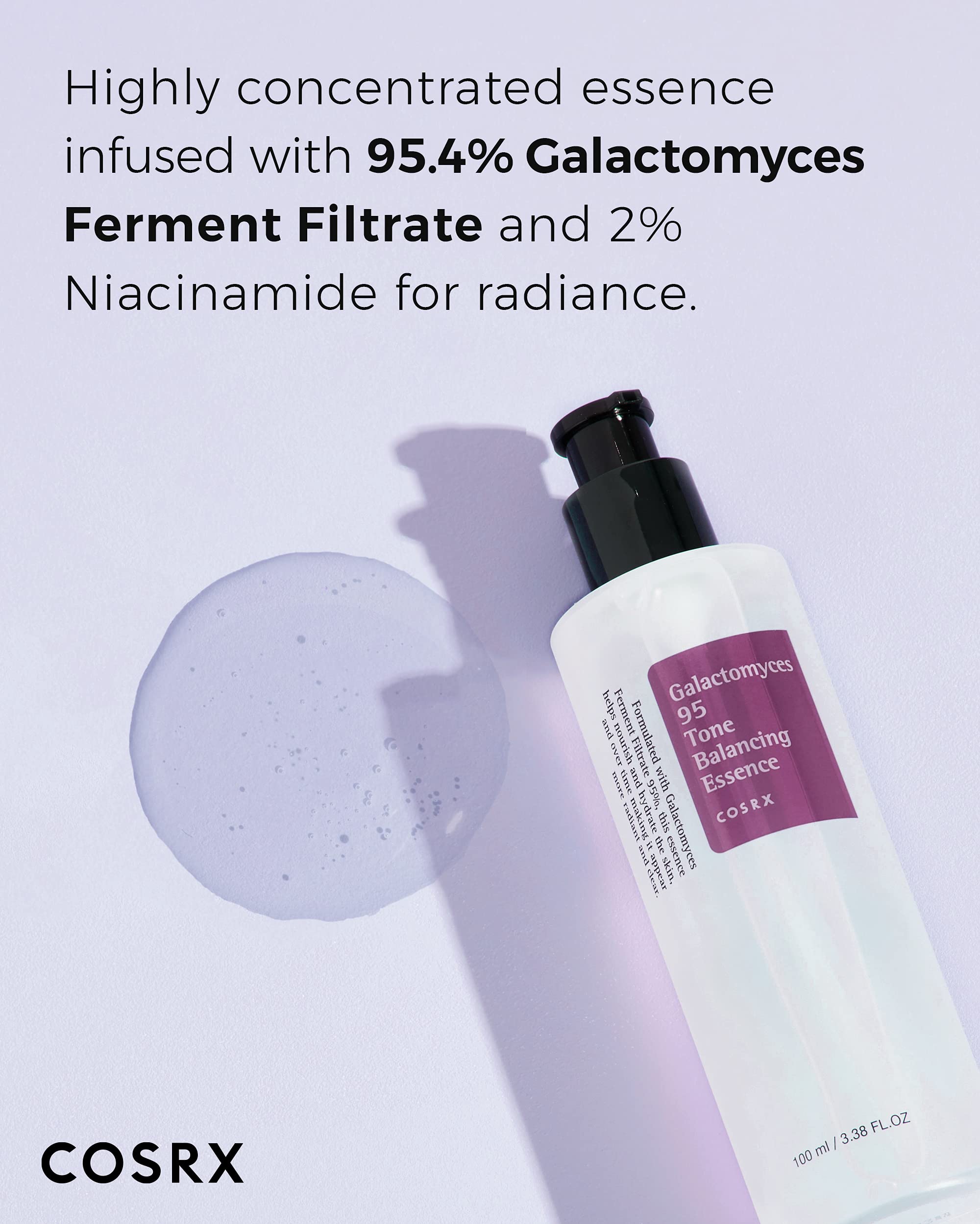 COSRX Galactomyces Toner applied to facial skin for soothing hydration.