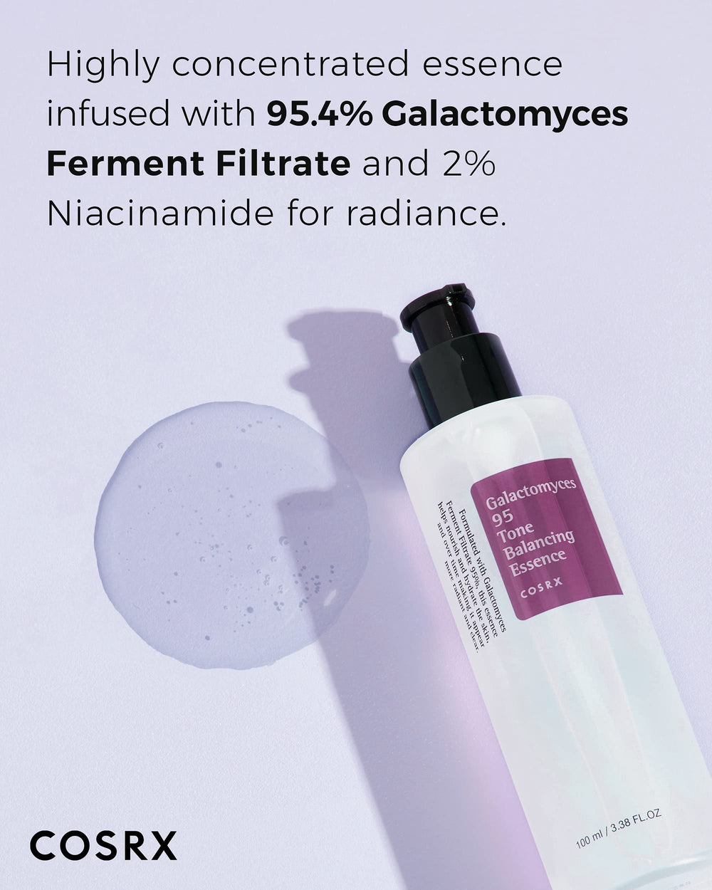COSRX Galactomyces Toner applied to facial skin for soothing hydration.
