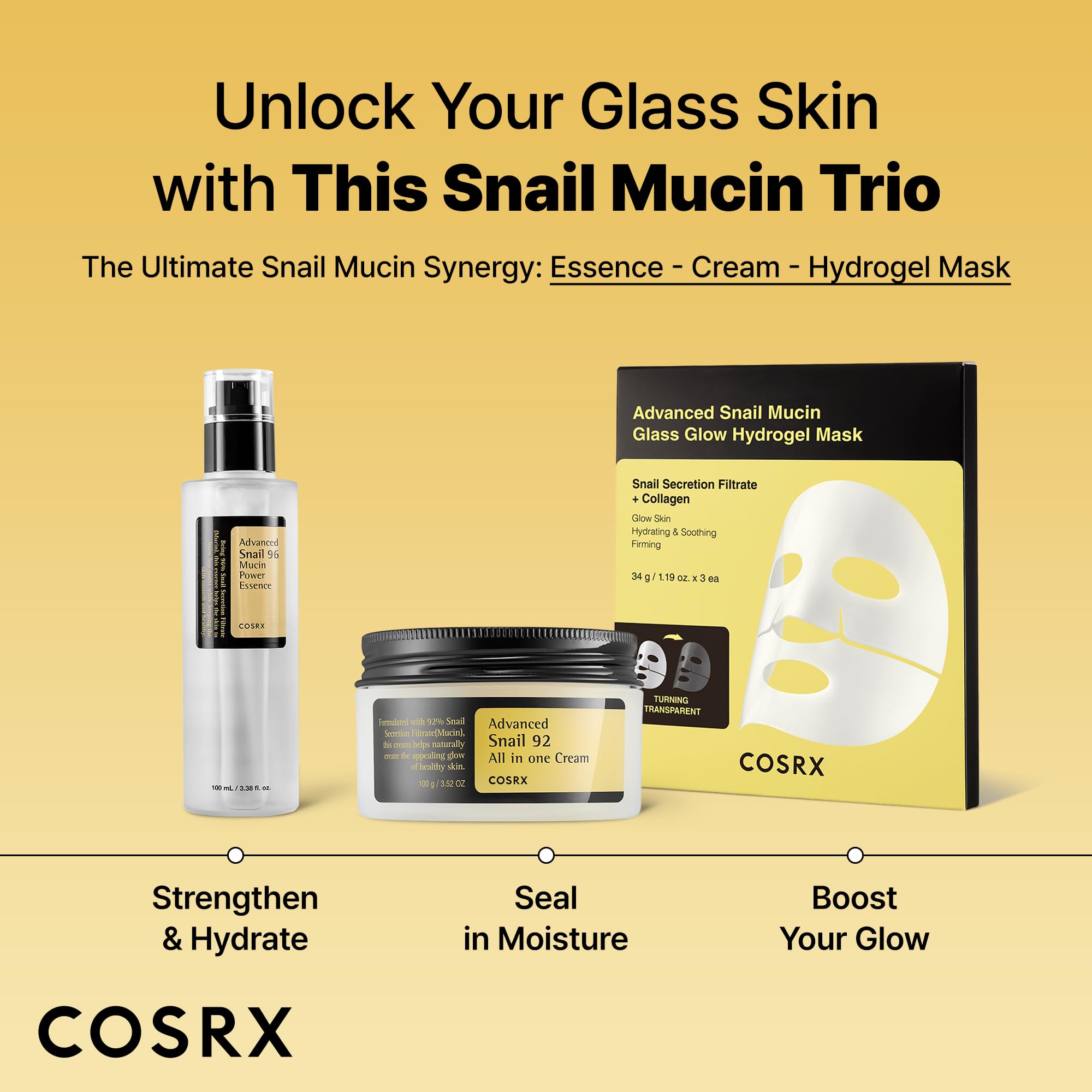 COSRX Glass Skin Starter Set contents laid out for display.
