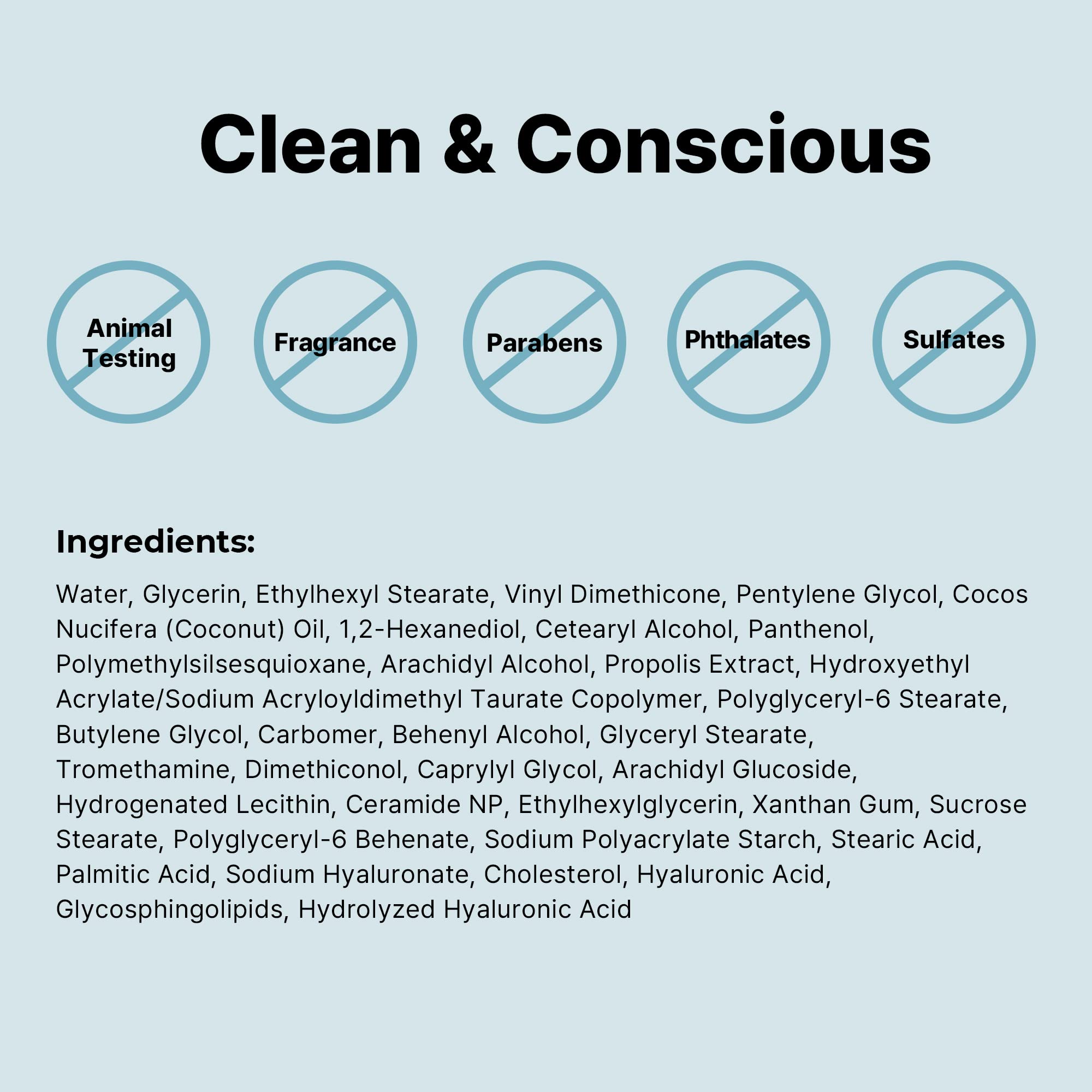 COSRX Hyaluronic Acid Moisturizer ingredient label closeup reveals clear, skin-friendly components.