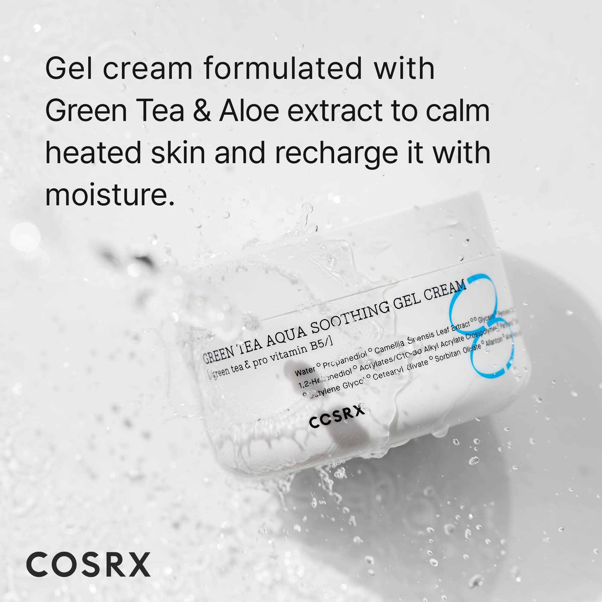 COSRX Hydrium Green Tea Aqua gel texture spreads on skin for quick absorption